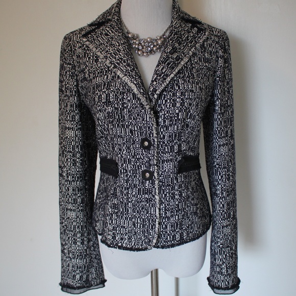 ANN TAYLOR Size 2 Blue & White Suit Blazer Jacket - Picture 2 of 8